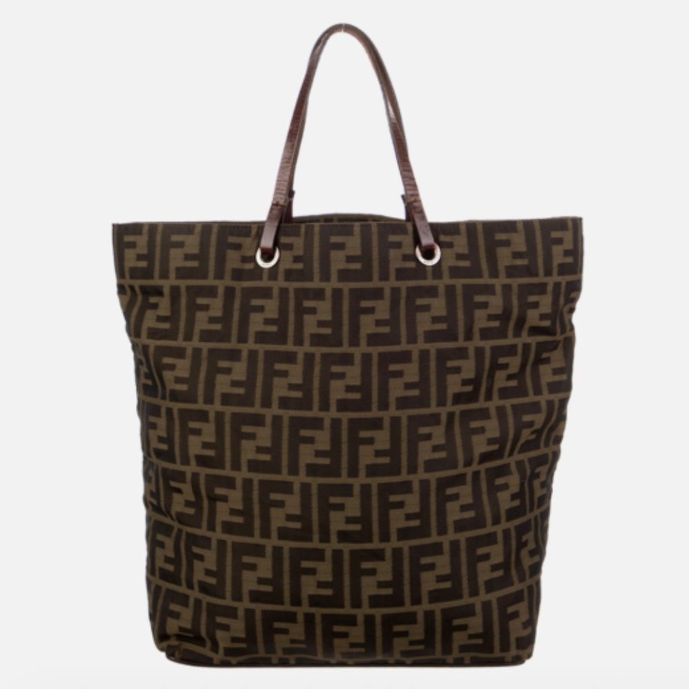 Fendi Brown Zucca FF Nylon Roll Tote
